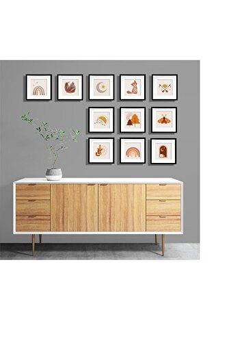 Senden Hediye Classic Black Square Frames with Adhesive Disconnect and Mat - Pack of 3 21X21Cm Black
