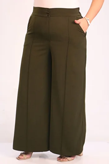 Eslina 39037 Plus Size Aspen Elastic Waist Trousers - Khaki