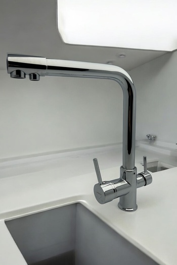 AKBELLİ GROUP Deltamix Water Purification Apparatus - 3 Outlets, Dual Flow, Black & Chrome Sink Faucet, 40 Cartridges