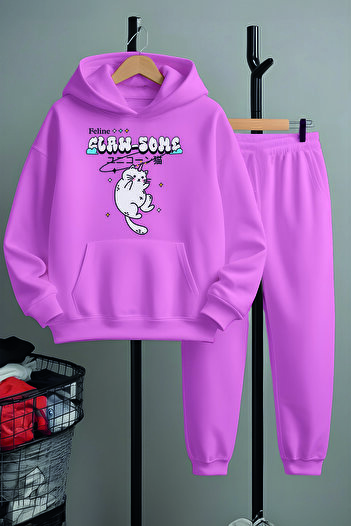 MYADA Premium Unicorn Cat Printed Bottom Top Tracksuit Set 22916