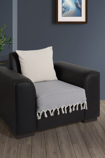 LADYNİL Seating Fringed Sofa Cover 100% Cotton |   Armchair Cover Armchair Shawl 70X95 cm Gray