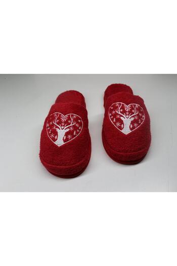 Ender Home Heart Embroidered Christmas Slippers Home Hotel Guest Thick Sole Slippers
