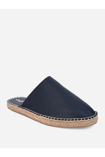 Styli Textured Faux Leather Espadrille Mules