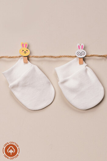 Miniel Unisex Bebek Yenidoğan Penye Organik Pamuklu Bebek Eldiveni 6 Çift  Set