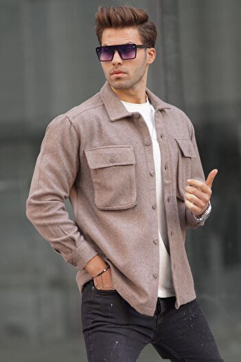 Madmext Καφέ ανδρικό πουκάμισο Oversize Lumberjack 6709