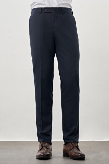 İmza Koyu Lacivert Esnek Yandan Cepli Slim Fit Classic Pantolon 1003245209