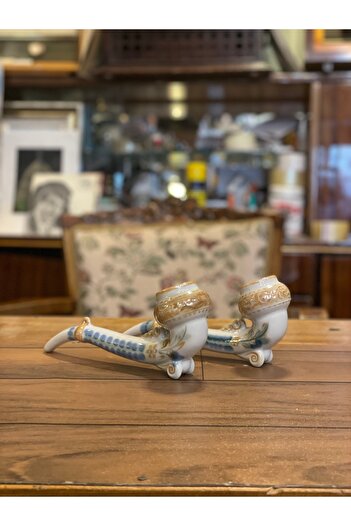 Çığır Antik Vintage Porselen Çift Pipo