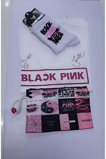 GC GÖKHAN CLUB Blackpink Owersize T-shirt Κάλτσες θήκης για στυλό 3 τεμαχίων