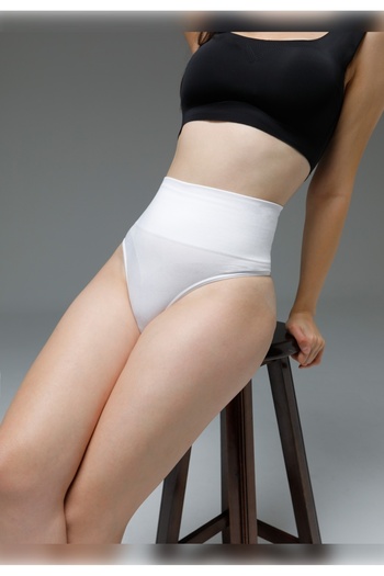 MİSTİRİK Montela Model Large Size High Waist Belly Recovery String Panties White Color