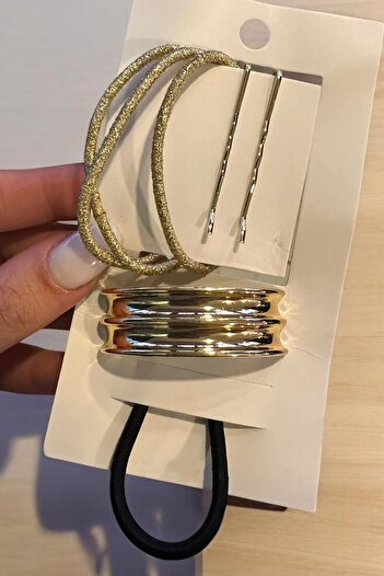 TAKIŞTIR Gold Color Metal Rubber Buckle and Wire Buckle Set