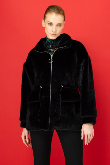 Ekol plush coat with zipper