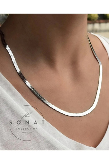 Sonat Collection Stainless Non Darkening Silver Color Italian Scrunch Chain 45 cm Necklace