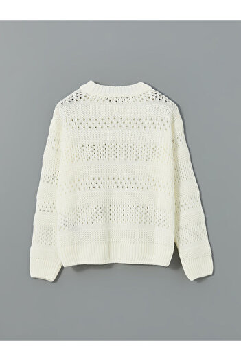 LC Waikiki Lcw Kids Crew Neck Openwork Girl's Knitwear Sweater