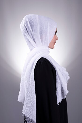 HÜRREM BONE White Plain Classic Shawl Wrapped Shawl 202104_42