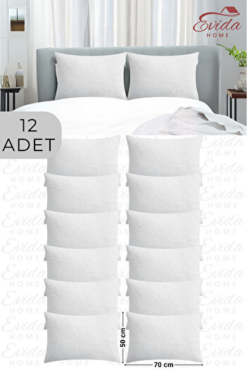 Evida 12 Quilted Antibacterial Zippered Pillow Protective Mattresses - 50X70 cm - Pillowcases