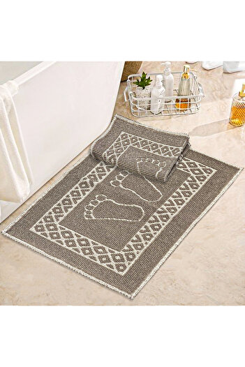 Bonny Home Soffy Brown Colored 50X70 cm Bath Mat - 100% Natural Cotton, 2 Pieces