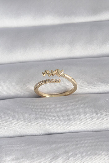 Skygo Gold Color Brass Zircon Stone Heart Model Women's Ring - TJ-BYK3015