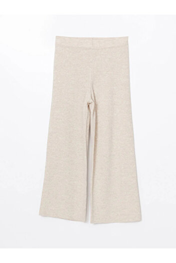 LC Waikiki LCW Modest Ekru Beli Lastikli Geniş Paça Kadın Triko Pantolon