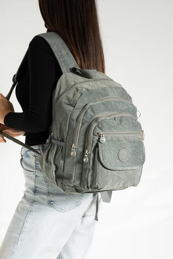 571 Collections Çanta Ultra Light and Multi-Pocket Unisex Gray Medium Size Backpack - Model: 571-3J