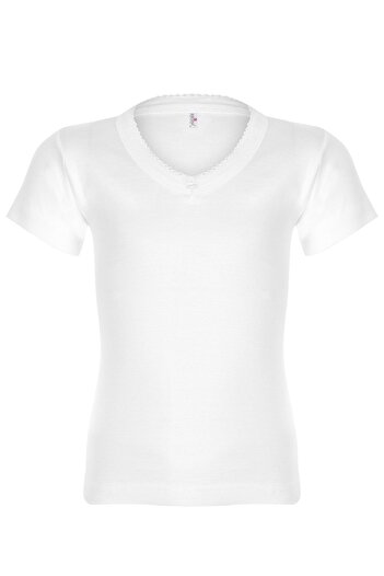 ERDEM İÇ GİYİM Erdem White Ribbed Sleeve Girls Undershirt 4000