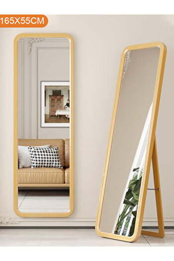 Taimi Rectangular Mirror with Beige Wooden Frame 55x165 cm