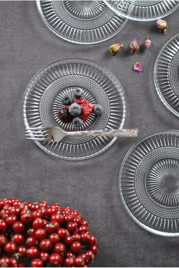 Qualitev Elina 6 Piece Glass Mini Plate Dessert/Cake/Pastry Plate Set 16cm