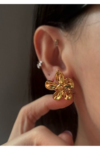 MioArt Kadın Çelik Çiçek Elegant Lotus Küpe
