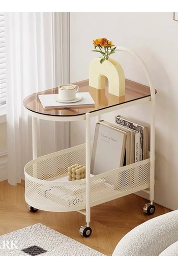 ALMUFARREJ Elegant Glass Top Wheeled Hospitality Trolley No.C2