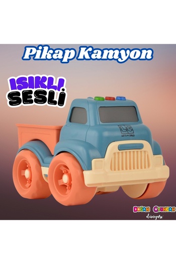 Doğan Oyuncak Dünyası Luxury Turquoise Miniature Pickup with Sound and Light - Plastic Truck - Unbreakable Toy - Unbreakable Pickup - Light