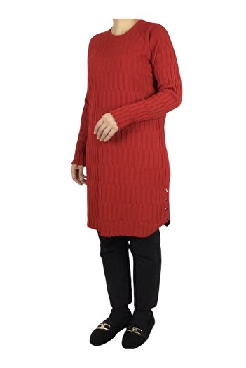 ECE GİYİM Women's Patterned Strick Tunic with Breaking Button Detail