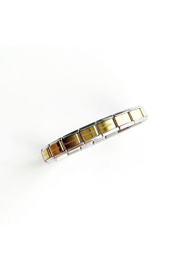 REYNA Italian Charm Steel Gold Silver Detail Bracelet