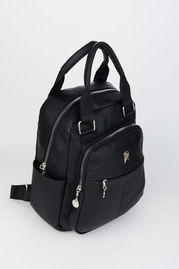 Vivaq Women's Black 6-Eye Soft Textured Faux Leather Zipper Closure Travel & Casual Backpack