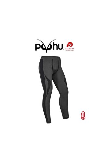 PUHU Merino Wool Thermal Baselayer Men's Underwear 005 - Black