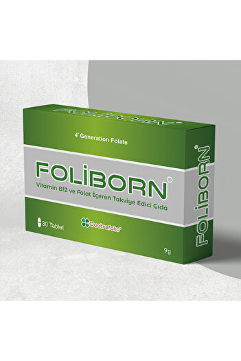 FOLİBORN Foluteks 30 Tablets Quatrefolic 400 Mcg (4. Generation) & B 12 Vitamin 10 Mcg (Metilcobalamine)