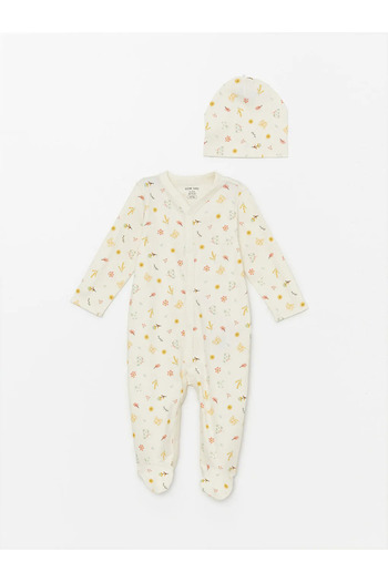 LC Waikiki Lcw Baby Ecru Printed Baby Girl Hospital Discharge Set