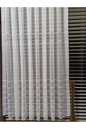 venedik home Bamboo Floor 4 Rows Dobby Ecru Color Tulle Curtain 1X3 Close Pleat No Crease No Ironing Tulle Curtain