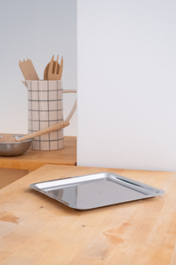 Beige & Stone Metal Square Steel Serving / Presentation Tray Plate