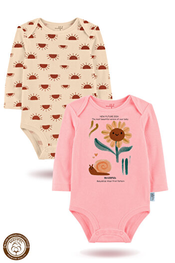 MAHFEL 2-Piece 100% Cotton Organic Printed Snap Fastener Baby Bodysuit