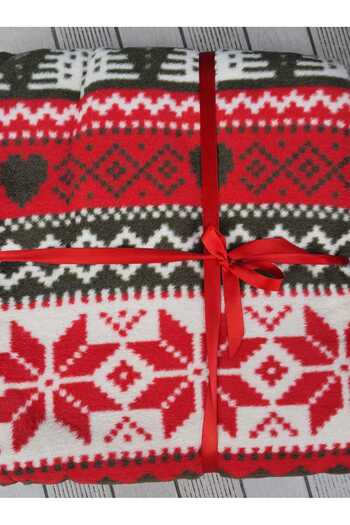 aktarteks Cotton Double Blanket New Year Deer, Pine Tree Patterned 200X 220 cm