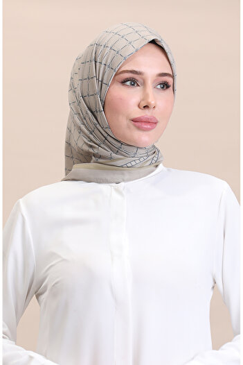 sefamerve Beige Smoked Soft Cotton Scarf - 19091-22