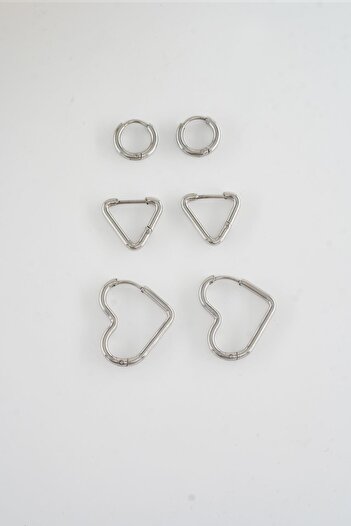 By Zeyna Aksesuar Women's 316 L Steel Anti Allergenic Clip-On Set of 6 Earrings