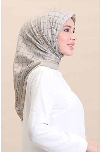 sefamerve Beige Smoked Soft Cotton Scarf - 19091-22
