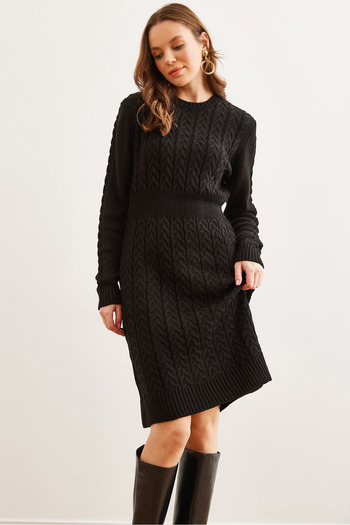 Olalook Rochie mini pentru femei, neagră, cu bandă în talie, cu păr cu fante ELB- 19002289