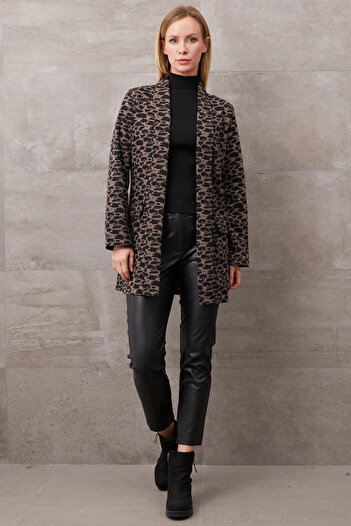DPARİS Leopard Print Shawl Collar Jacket