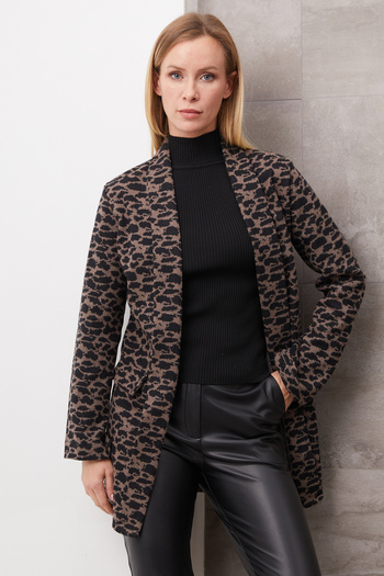 DPARİS Leopard Print Shawl Collar Jacket