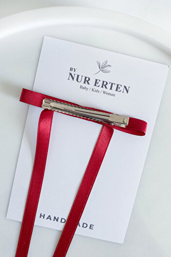 By Nur Erten Red Women Velvet Ribbon Bow Buckle 1cm 1Pcs