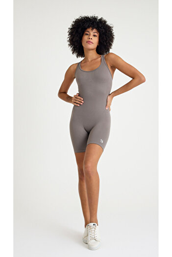 Tria Body Seamless, Seamless, Back Detailed, Push up Effect, Mink Short Jumpsuit