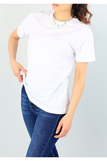 New Shine In Cart 6 and Above Purchases Get 1 T-Shirt Gift - Crew Neck Short Sleeve Lycra Cotton White T-Shirt