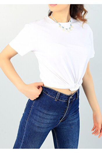 New Shine In Cart 6 and Above Purchases Get 1 T-Shirt Gift - Crew Neck Short Sleeve Lycra Cotton White T-Shirt