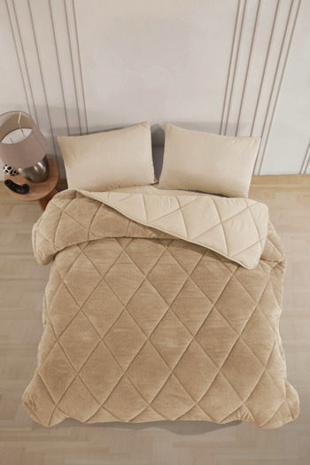 Adelya Lux Brown Double Sided Wellsoft Quilt - 215X235 cm